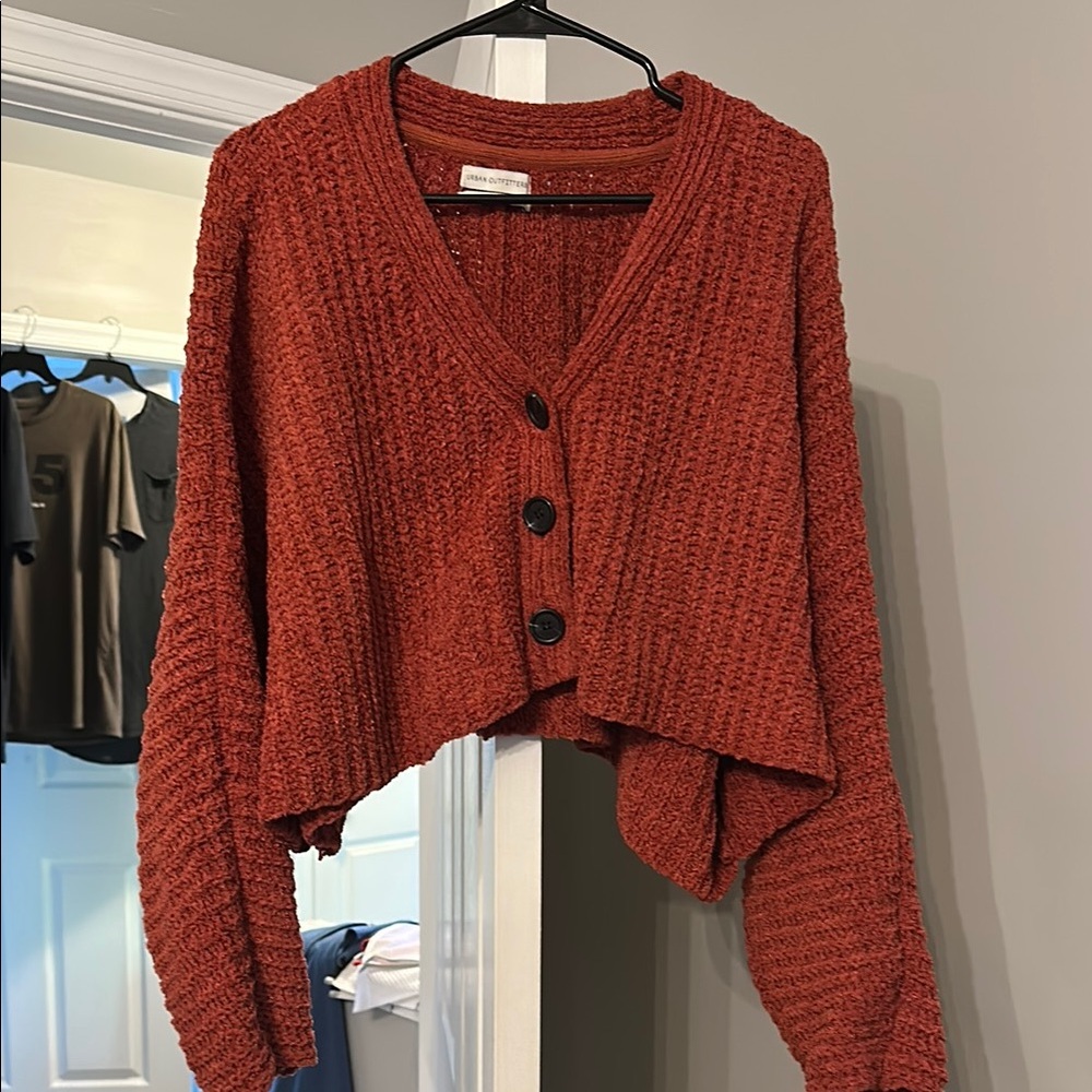 Urban Outfitters Cozy Rust Crop Cardigan Sweater